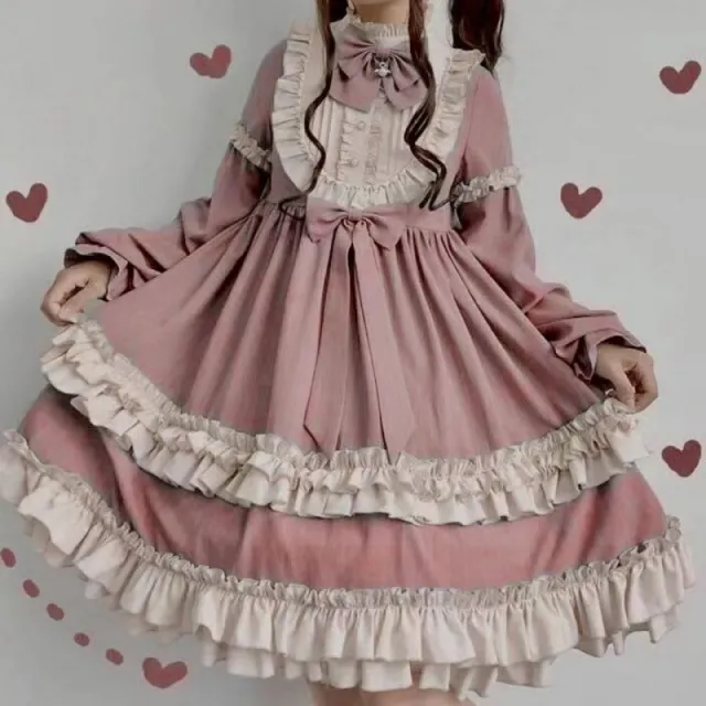 Japanese Soft Girl Spring And Summer Cat Party Dress Pink - Shop at LoveMi