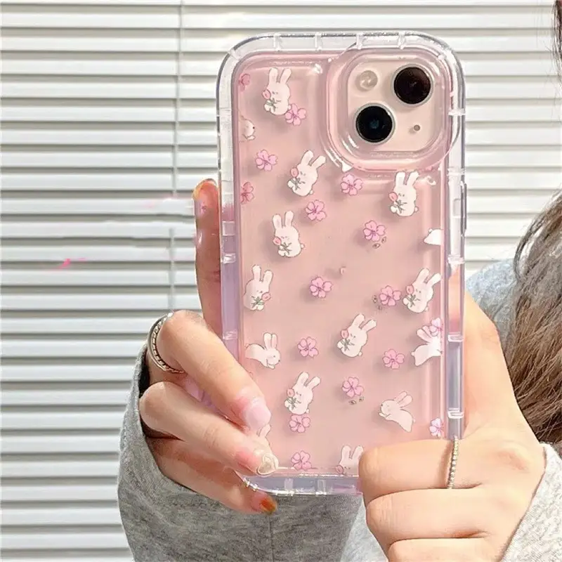 Sweet  Flower Rabbit Phone Case 12 Transparent Female