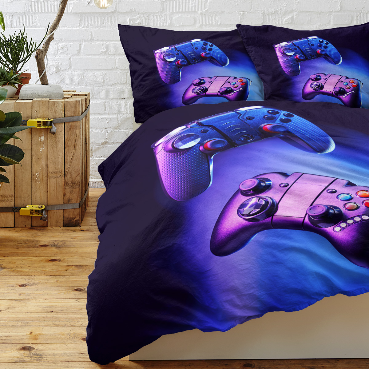 Boys Gamer Duvet Cover Set,Gamepad Bedding Set Kids Young Man Video Games Down... 2