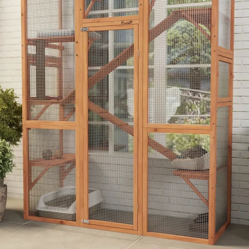 Outdoor Catio Cat Enclosure, Large Wooden Cat House With 6 Jumping Platforms, Scratching Post.For Multiple Packages Shipped, Please Pay Attention To The Details