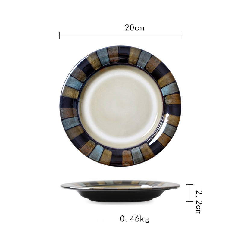 Ceramic Flat Plate Creative Japanese Retro Tableware