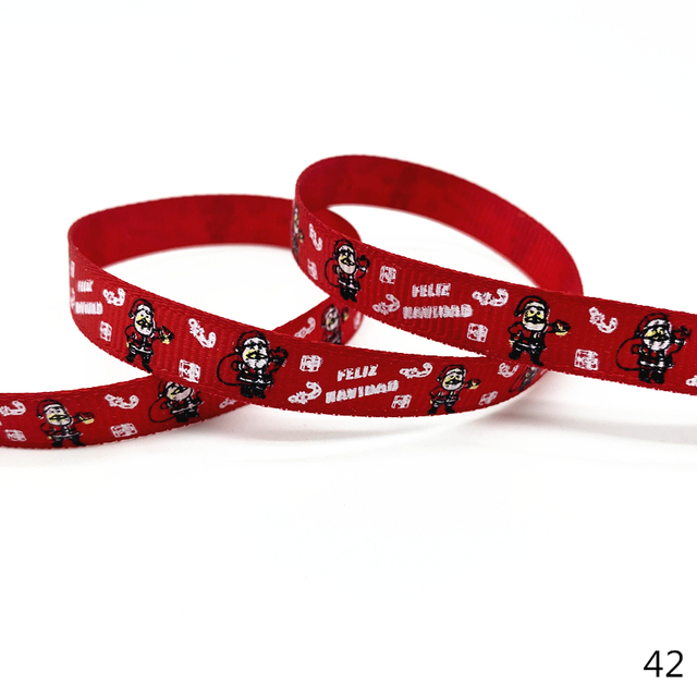 Size 5 10mm Christmas Ribbon Printed Grosgrain Ribbon