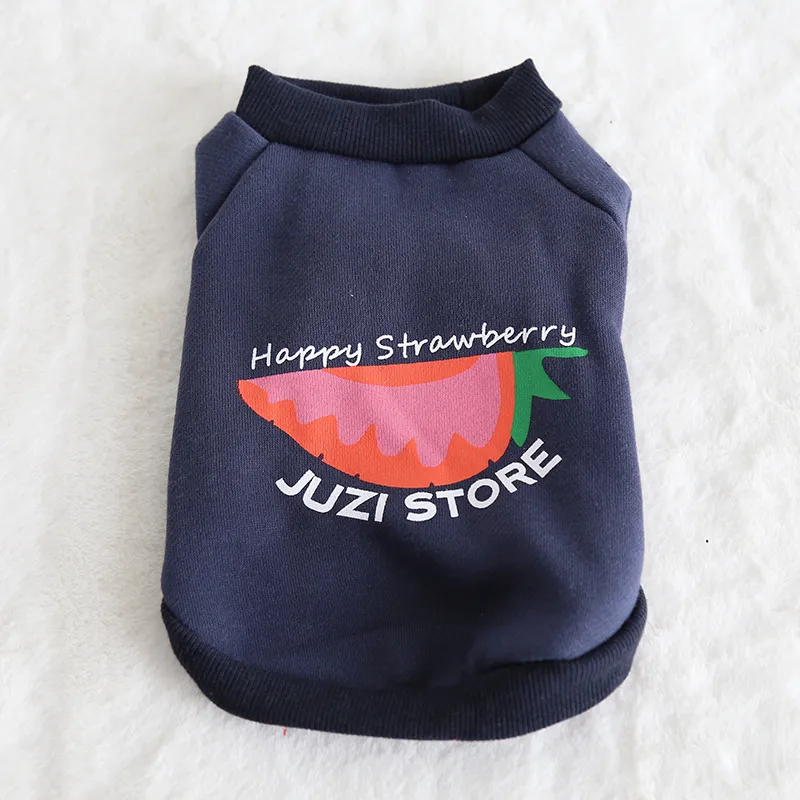 Fruit Print Multicolour Sweatshirt Pet Clothing - Navy Blue