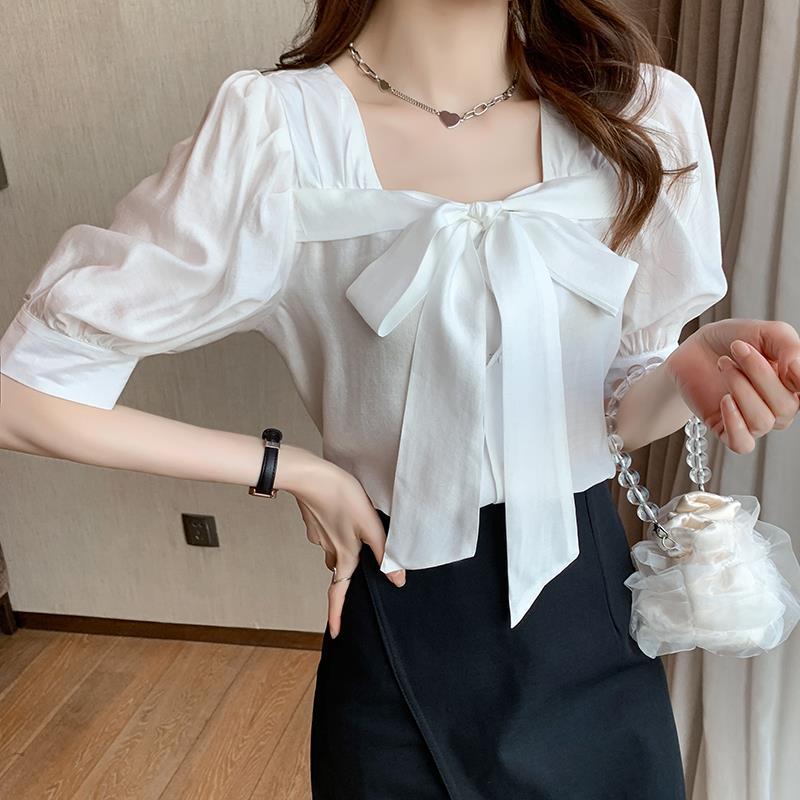 Title 4, Loose Tie Shirt Short Sleeve Bow Top