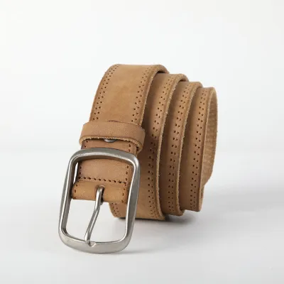 Distressed Soft Cowhide Men's Belt Leather Retro