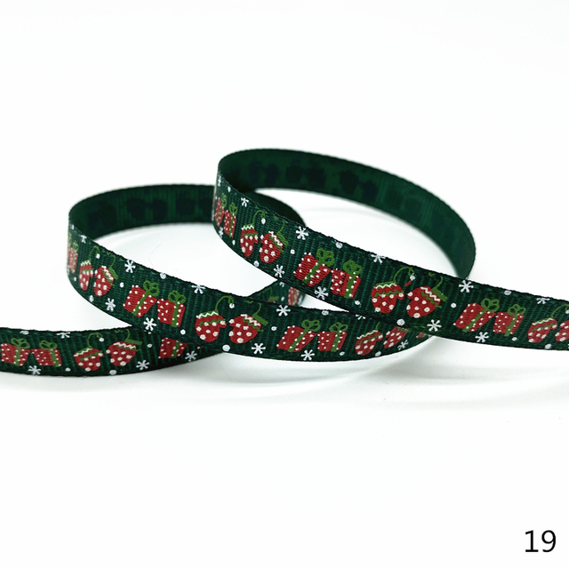 Size 5 10mm Christmas Ribbon Printed Grosgrain Ribbon