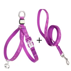 Pet Cat Bell Chest Strap Haulage Rope Package Vest Small Dog Teddy Leash - Purple - View 1