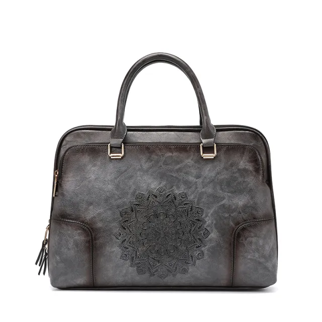 Women's Business Vintage Embossed Tote Bag Grey - Shop at LoveMi