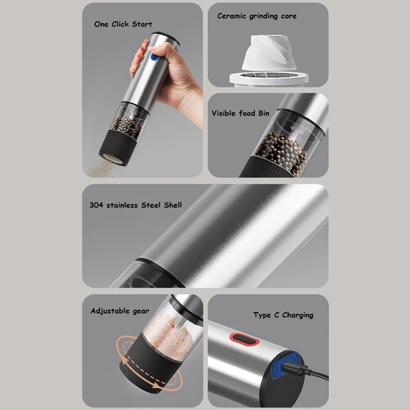 2PCS Electric Salt And Pepper Grinder Auto Mill Shaker Adjustable Coarseness V — image 2