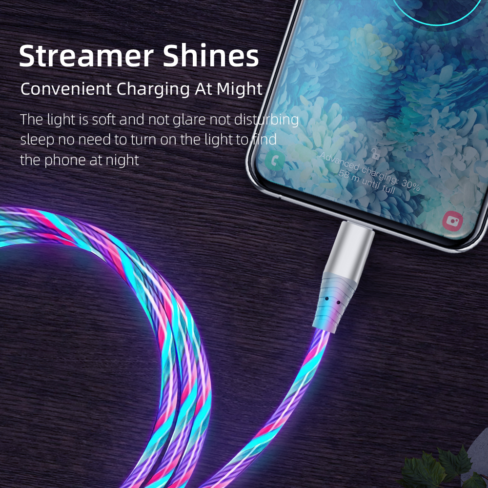 Fast Charging And Luminous Mobile Phone Data Cable