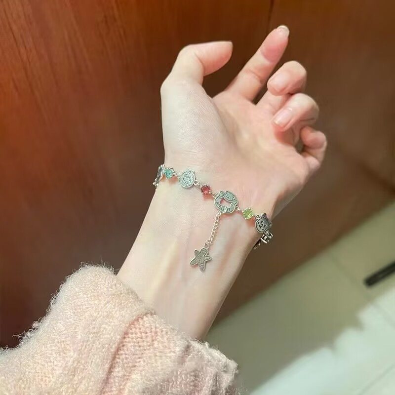 Colorful Zircon Gingerbread Little Bear High Beauty Bracelet - Image 1