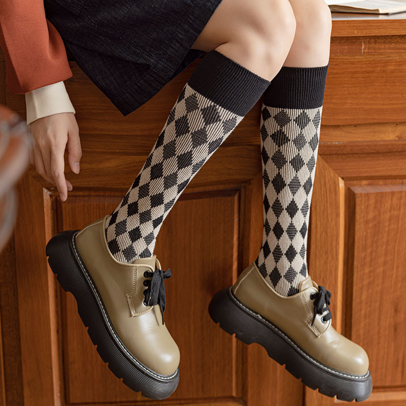 Title 5, Slimming Versatile Rhombus Calf Socks Women