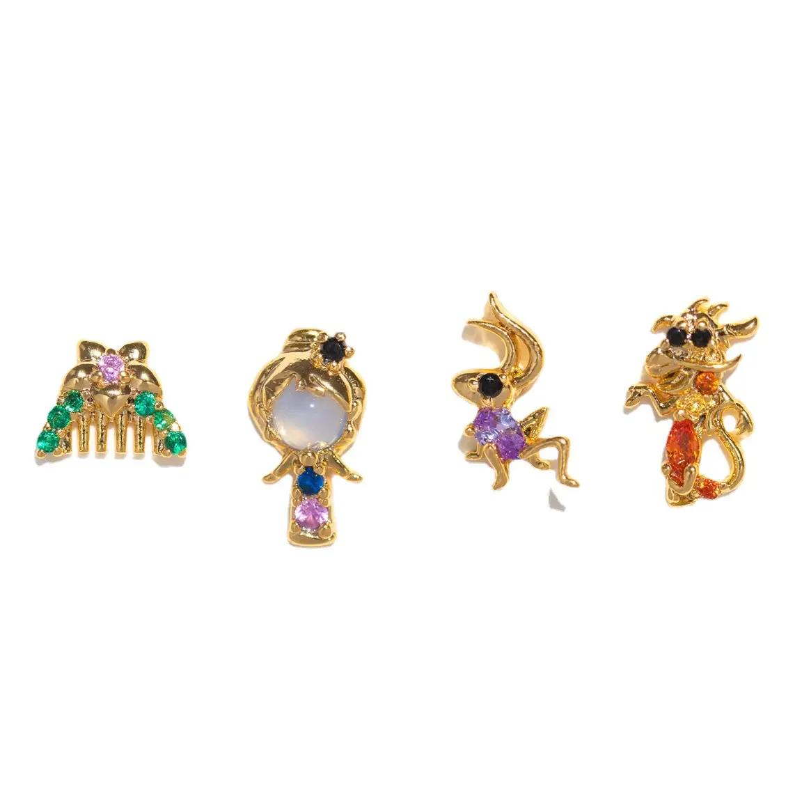 Women's Fashion Cute Silver Pin Copper Plated 18K Gold Earrings