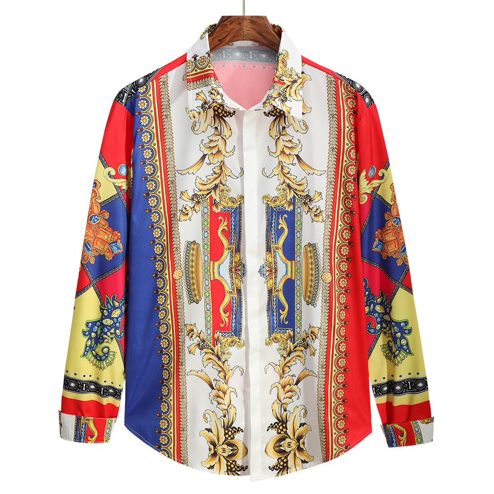 Fashionable Men's Loose Printed Long Sleeve Shirt