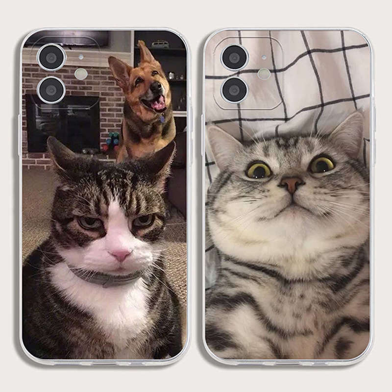 Funda TPU transparente gato pintado para celular