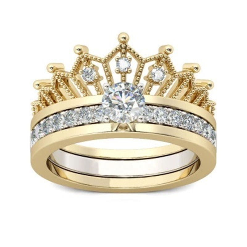 Detachable Crown Ladies Ring With Micro-set Zircon Two-piece
