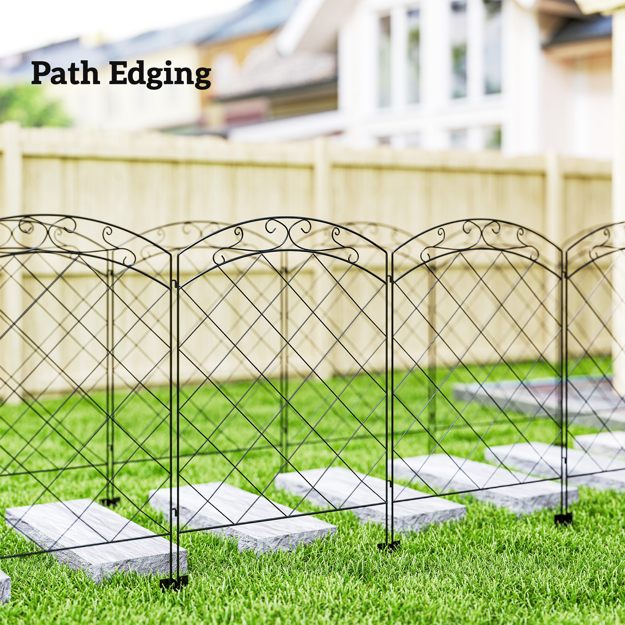 Steel Decorative Outdoor Pole Fence Board Set 4-piece Set
