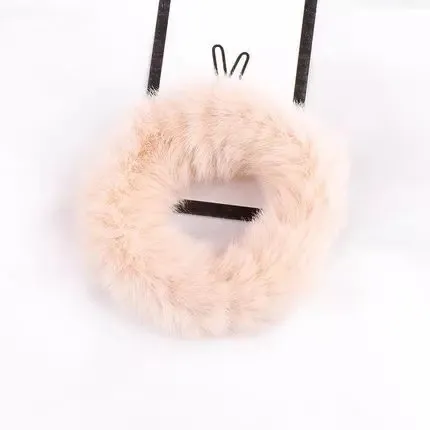 Women's Faux Fur Plush Solid Color Simple Hair Tie Beige - Shop at LoveMi
