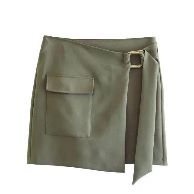 European Spice Girl Style High Fanny Pack Hip Skirt Army Green - Shop at LoveMi