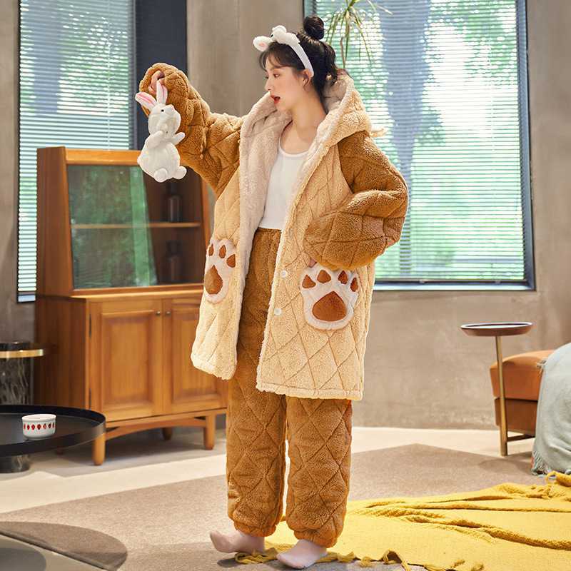 Title 5, Pajamas Girls Three-layer Quilted Jacket Winter...