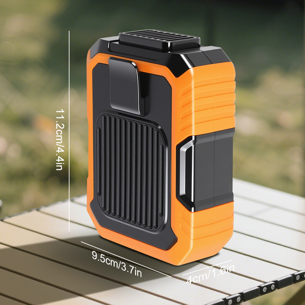 USB Rechargeable Waist-Mounted Fan & Power Bank Combo For On-the-Go Cooling--Green