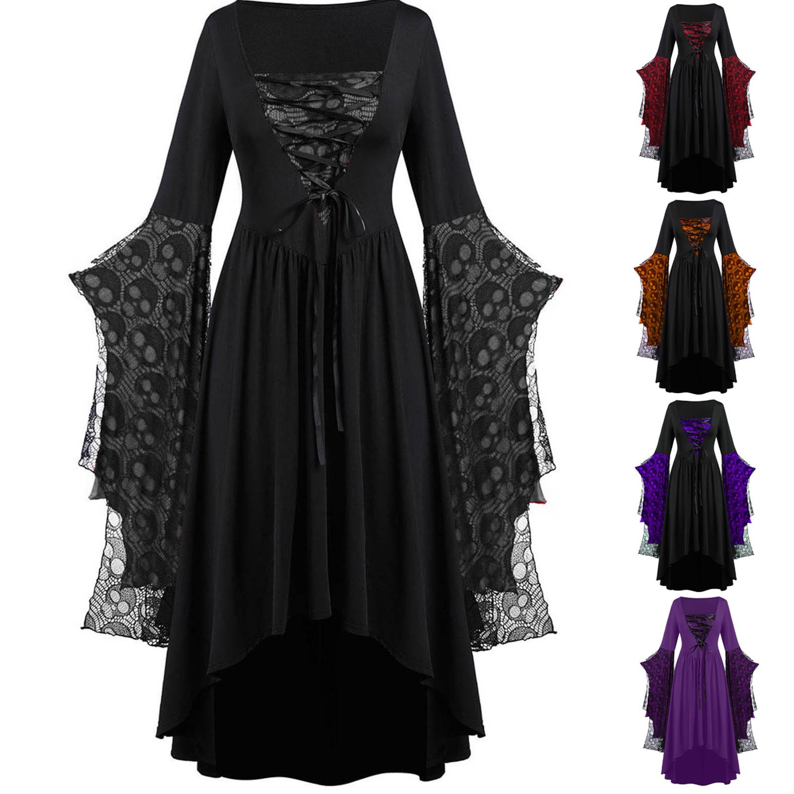 Square Neck Midi Dress with Lace Straps | Women's Fashion