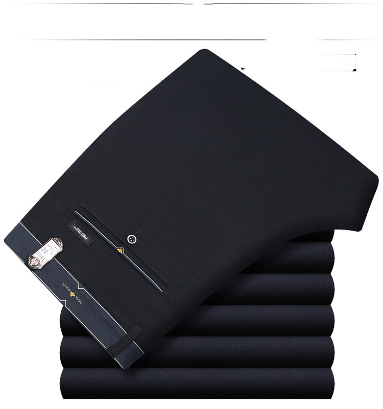 Black Men's Casual Pants Middle-aged Non-iron Trousers