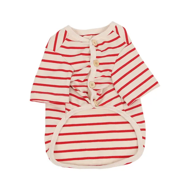 Dog Striped Cotton V Neck Pet Warm Bottoming Shirt Red Stripe - Shop at LoveMi