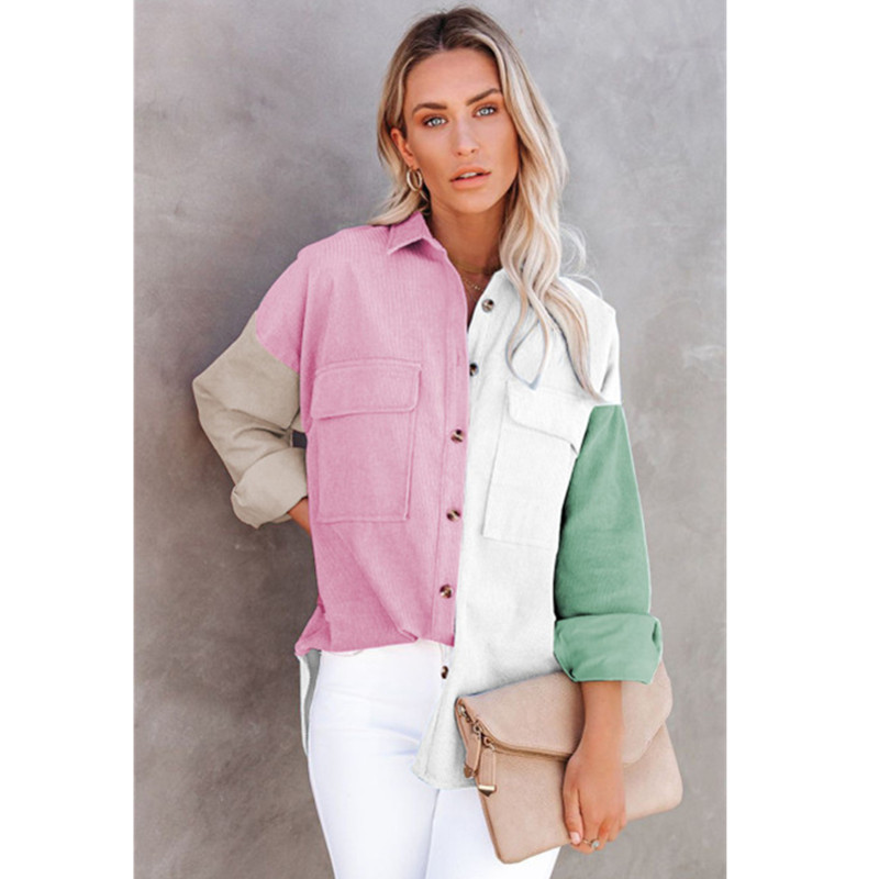 Title 5, Color Block Buttoned Double Pocket Casual Shirt...