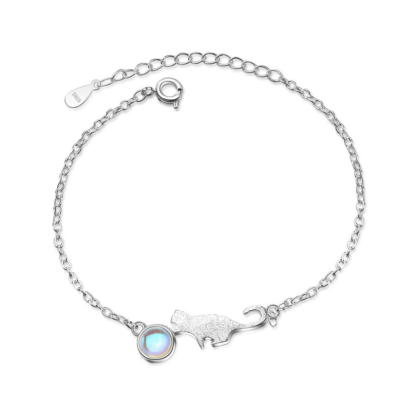 Title 3, Pulsera de gatito con piedra lunar y personalid...