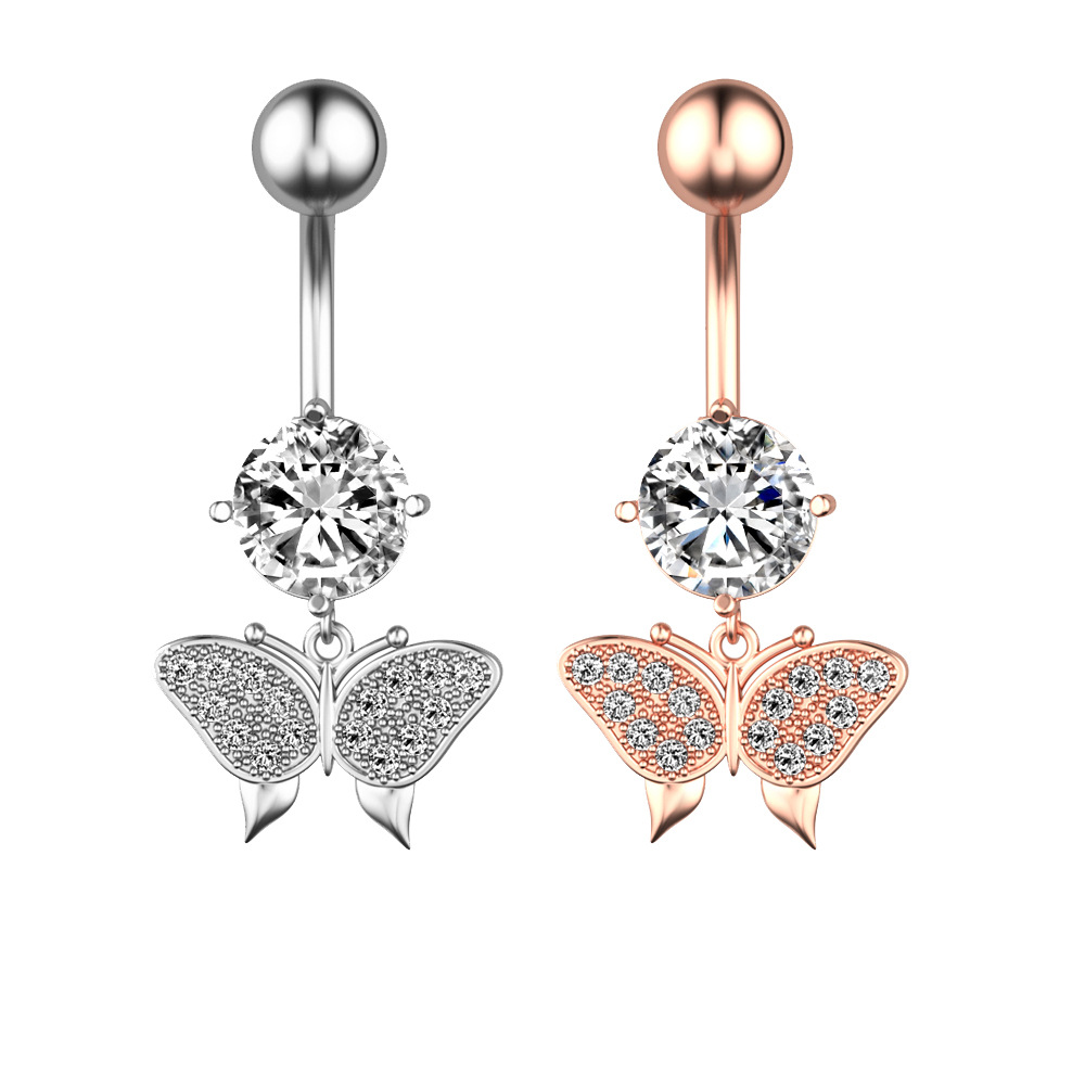 Title 2, New Butterfly Zircon Belly Button Ring Belly Bu...