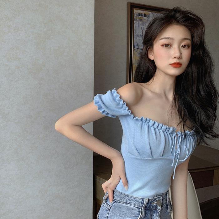 Ladies Fashion Personality French Puff Sleeve Top