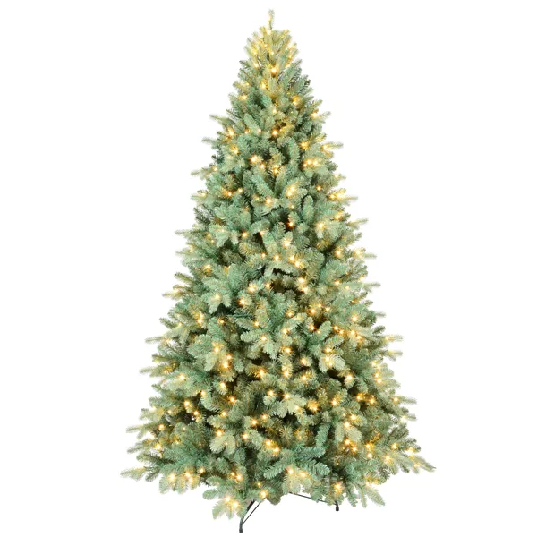 Artificial 7.5ft Blue Green Tint Christmas Tree With 2148 PE PVC Mixed Branch Tips, Memory Wire Iron Wire, Hinged Premium & Foldable Base For Indoo... Default Title - Shop at LoveMi