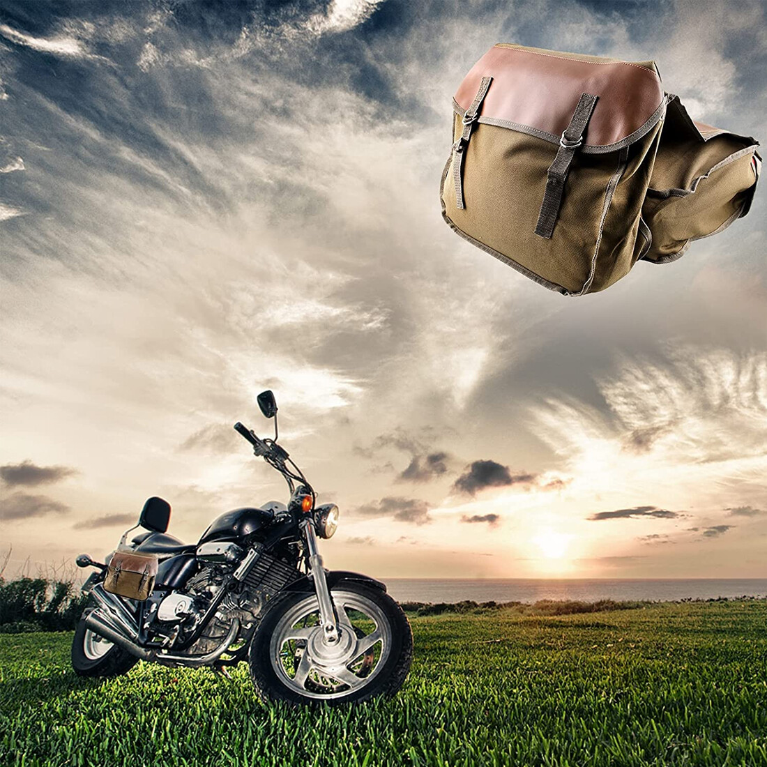 Motorcycle Saddle Bags Throw Over Panniers Travel Expandable Saddlebag UK