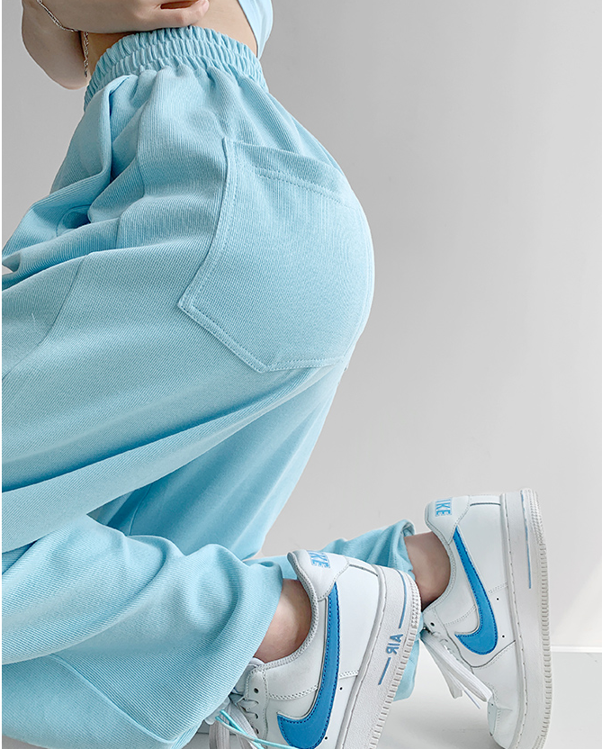 Loose And Thin Sports Pants Women's Drawstring Casual Straight Leg Trousers