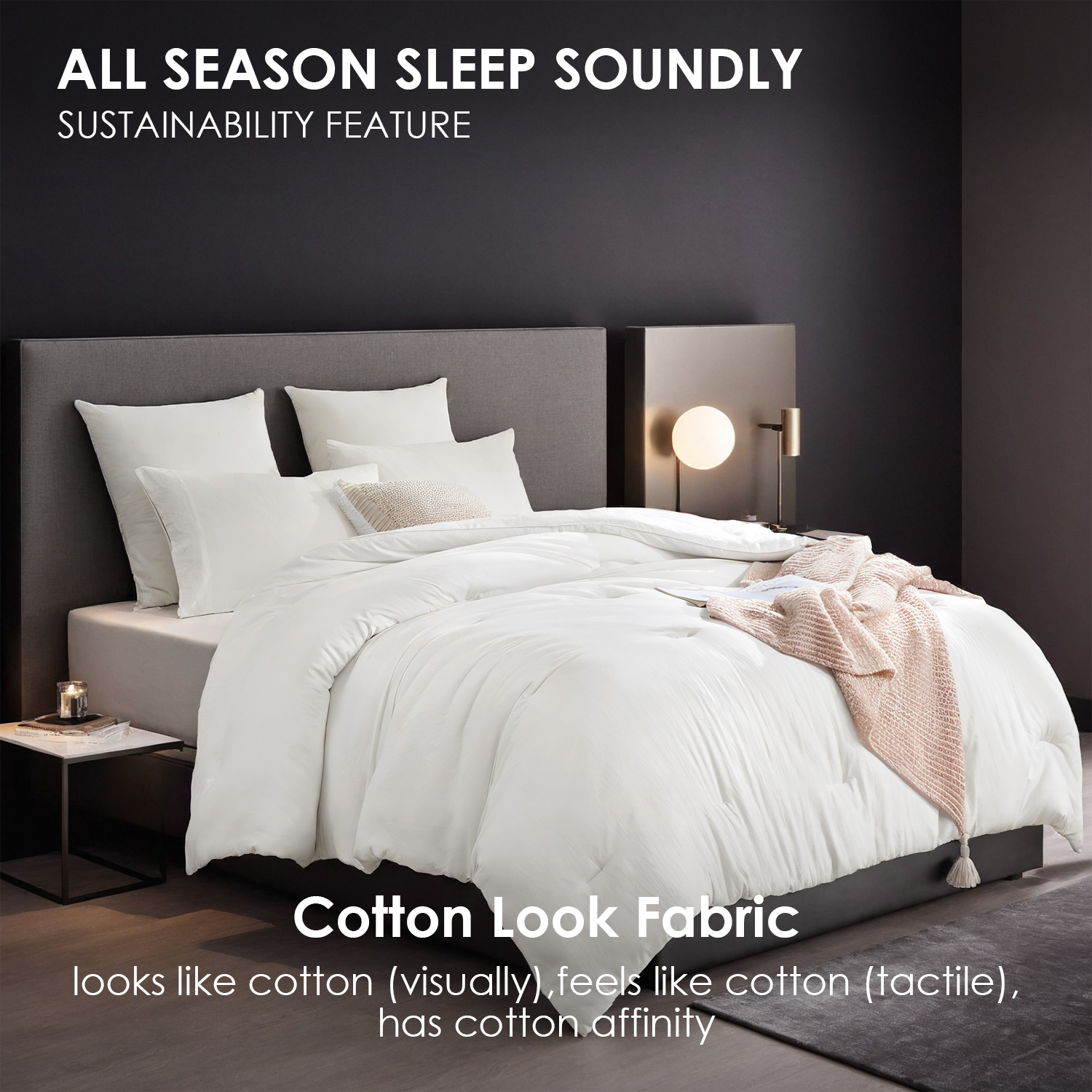 All Season White Oversized Solid Plump Duvet, Premium Hotel, Bedroom And Guesthouse Comforter. This Extra Warm Thick Winter Quilt Transitions Seamlessly For Spring, Autumn Use, Christmas Gift. — view 5