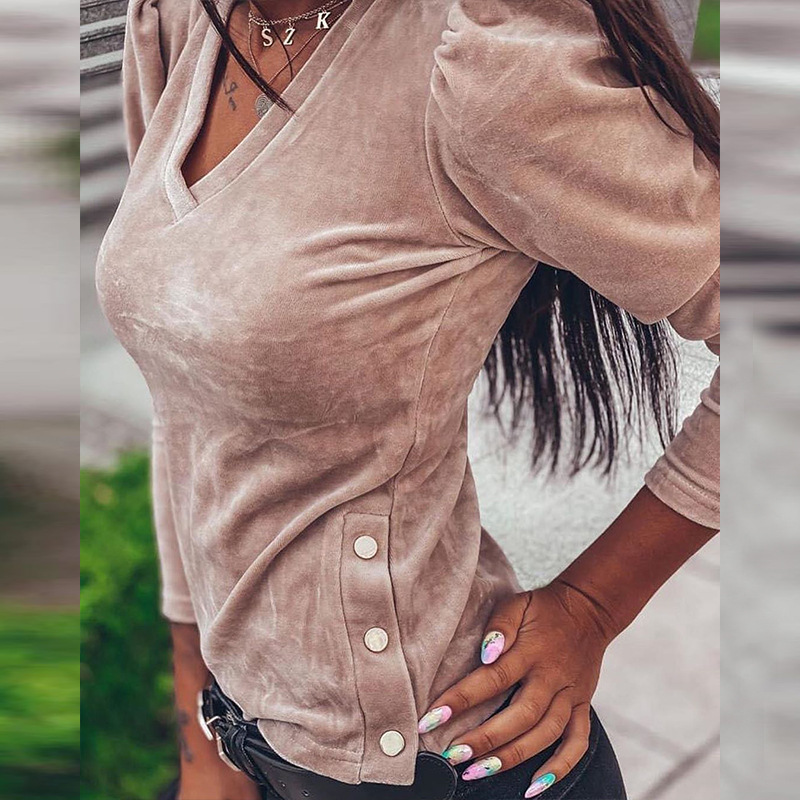 Fashion Women's Solid Color Long Sleeve T-Shirt