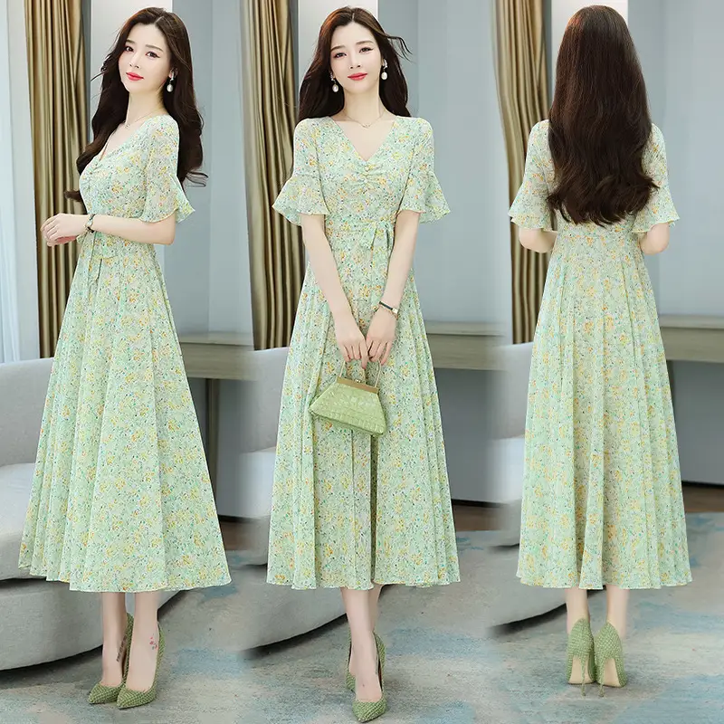 French Slim Fit And Slim Temperament Western Style Gentle Short Sleeved Holiday Dress