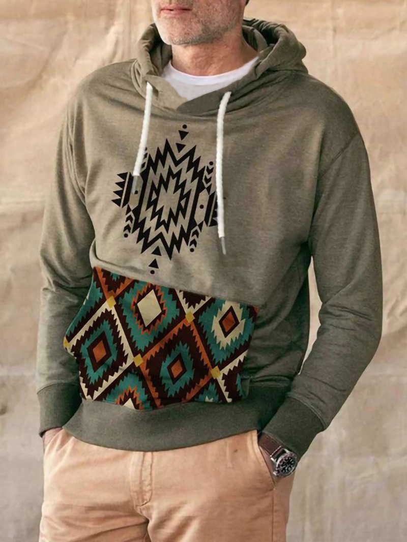 Men's Casual Hooded Patch Pocket Pullover Digital