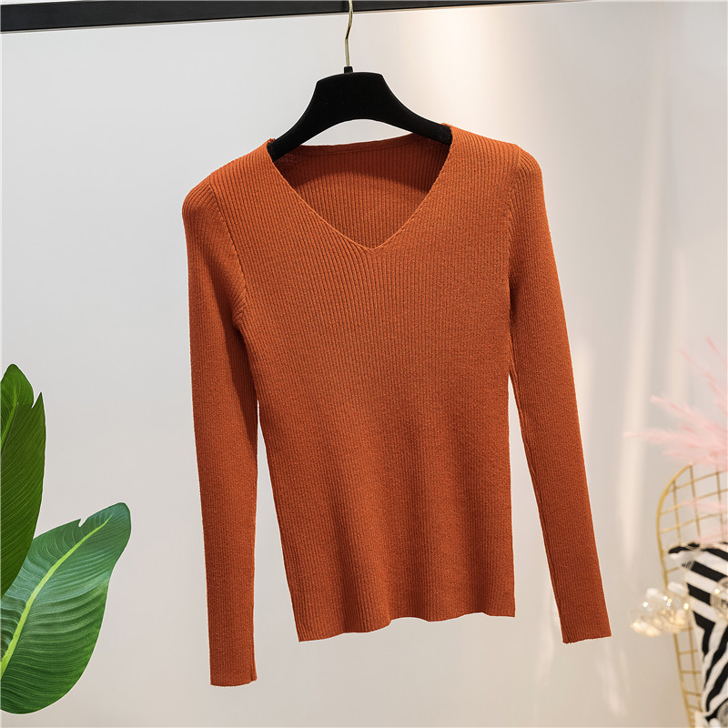 Title 8, Autumn and Winter V-neck Knitted Long-sleeved S...