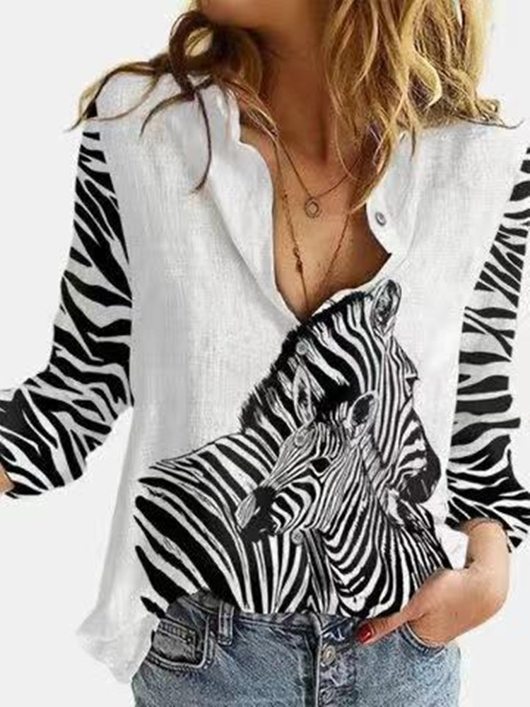 Title 15, Fashion Long-sleeved Lapel Digital Printed Shirt