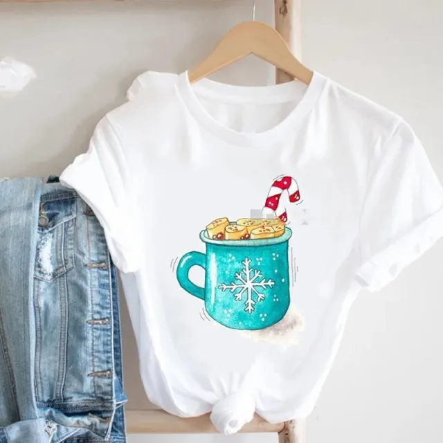 Christmas Party Short Sleeve Printed Crew Neck T shirt C3 - Shop at LoveMi