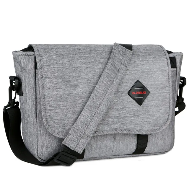 Large Capacity Men's Shoulder Solid Color Oxford Cloth Vintage Leisure Crossbody Bag Gray - Shop at LoveMi