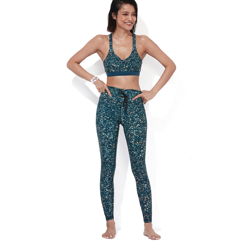 High Waist Buttocks Sports Printed Yoga Suit
