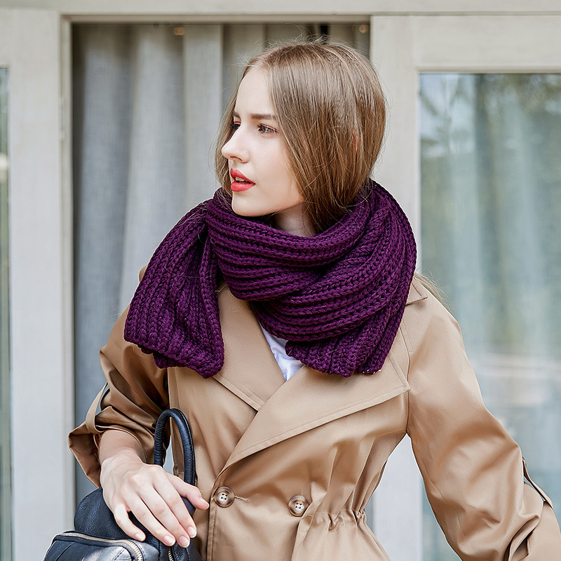 Men's And Women's Couples' Wool Vintage Hot Solid Color Warm Scarf