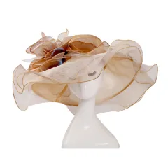 Fashion New Women's British Multi-color Organza Spring And Summer Outer Sun Hat - Beige - View 1