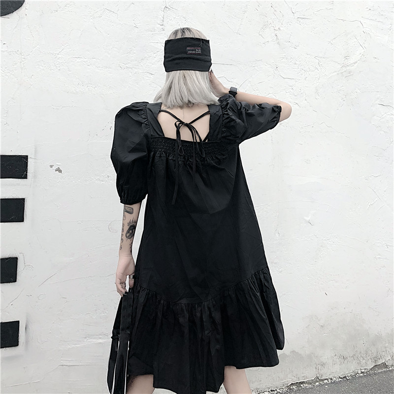 Retro Hong Kong-style Loose And Thin Mid-length Little Black Dress