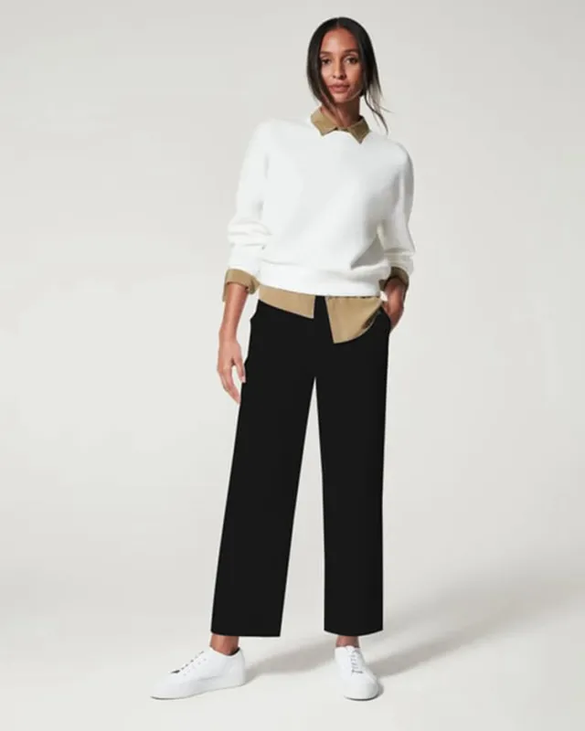 High Waist Pants Women's Casual Loose Straight Trousers Slender Temperament Pants Black - Shop at LoveMi