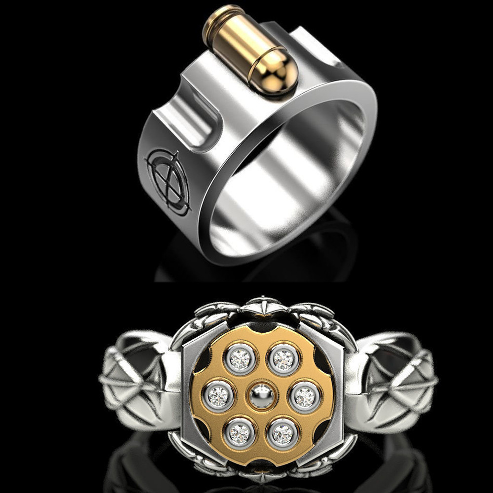 Fashion Popular Roulette Bullet Men's Ring