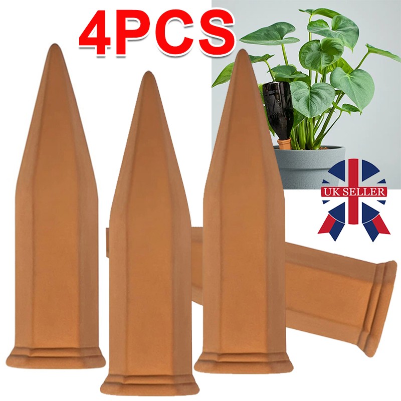4 Pack Terracotta Plant Watering Stakes Automatic Self Watering Garden Spikes